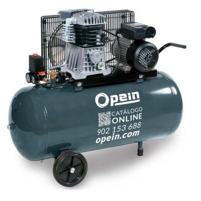 Opein | Alquiler y venta de compresor de aire eléctrico monofásico, 100 litros, hasta 10 bar y 230v en Canarias, Madrid y Marruecos.