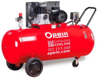 Opein | Alquiler y venta de compresor de aire eléctrico monofásico, 100 litros, hasta 10 bar y 230v en Canarias, Madrid y Marruecos.