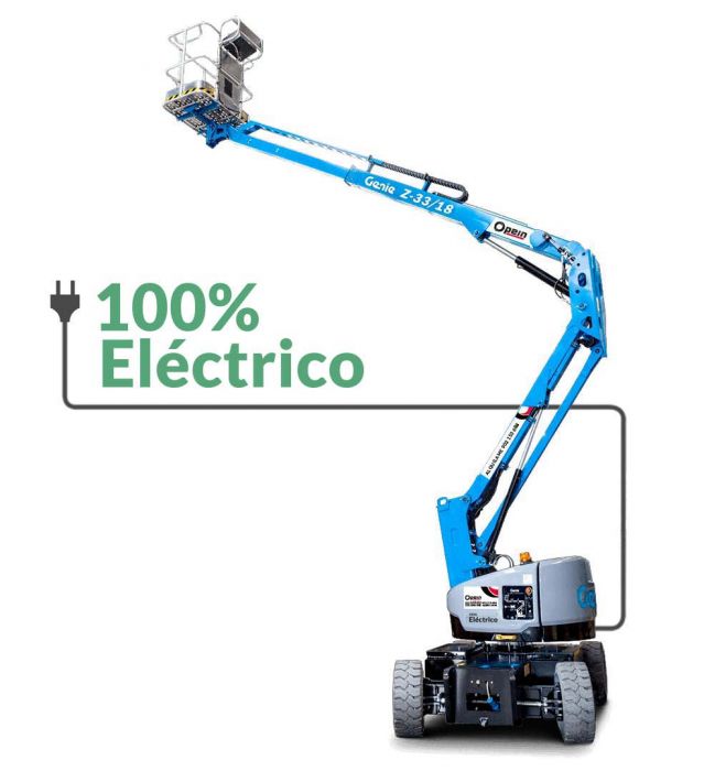 Opein | Alquiler y venta de plataforma elevadora articulada eléctrica Genie z33 18, de 12 metros 200kg en Canarias, Madrid y Marruecos.